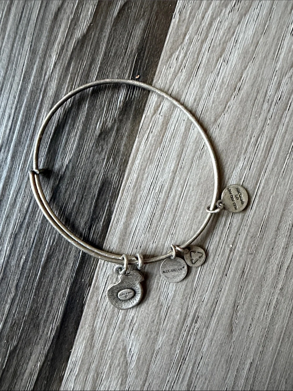 Alex and Ani Silver Apple Charm Bangle Bracelet
